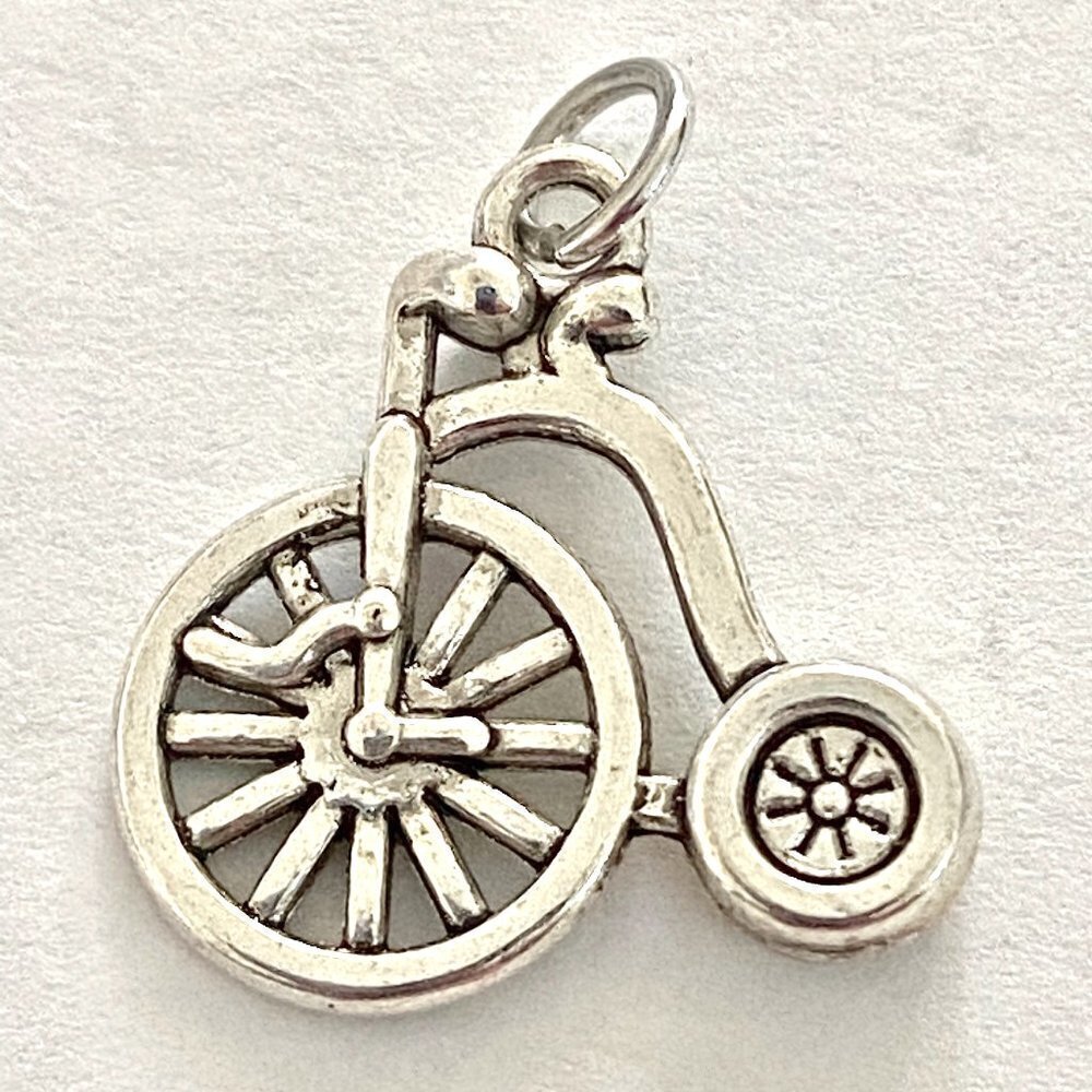 As low as $2! Antique Silver Bicycle Penny Farthing Alloy Pendant Charms 3/PK